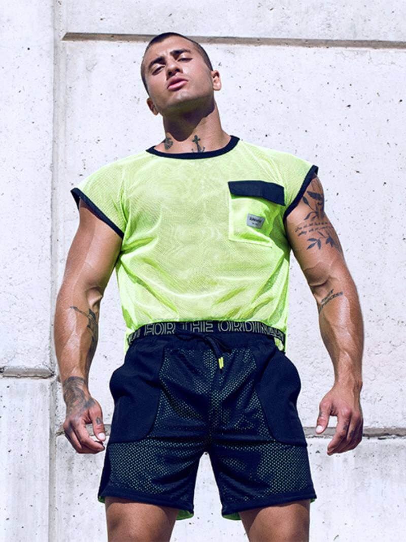 Men's Supawear Neon Mesh Cropped Tank Top