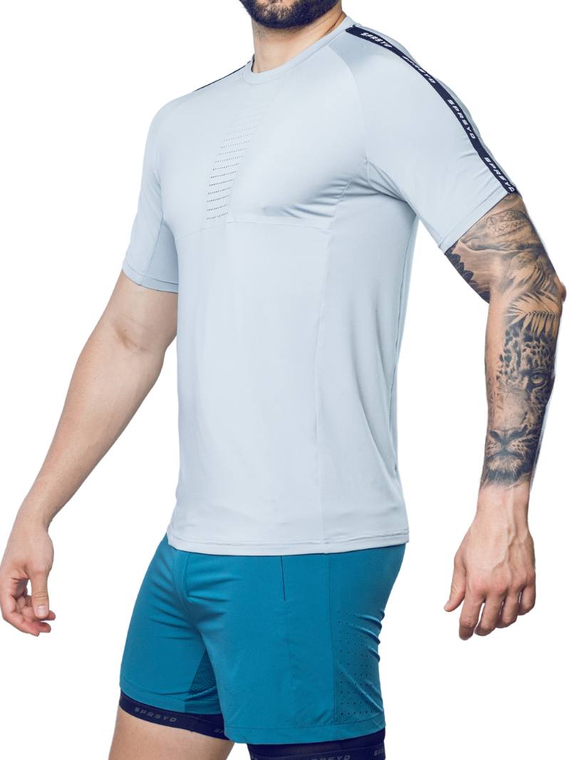 Men's Supawear SPR Fit Ultimate Sports Tee, Pale Grey, Breathable Performance Fabric