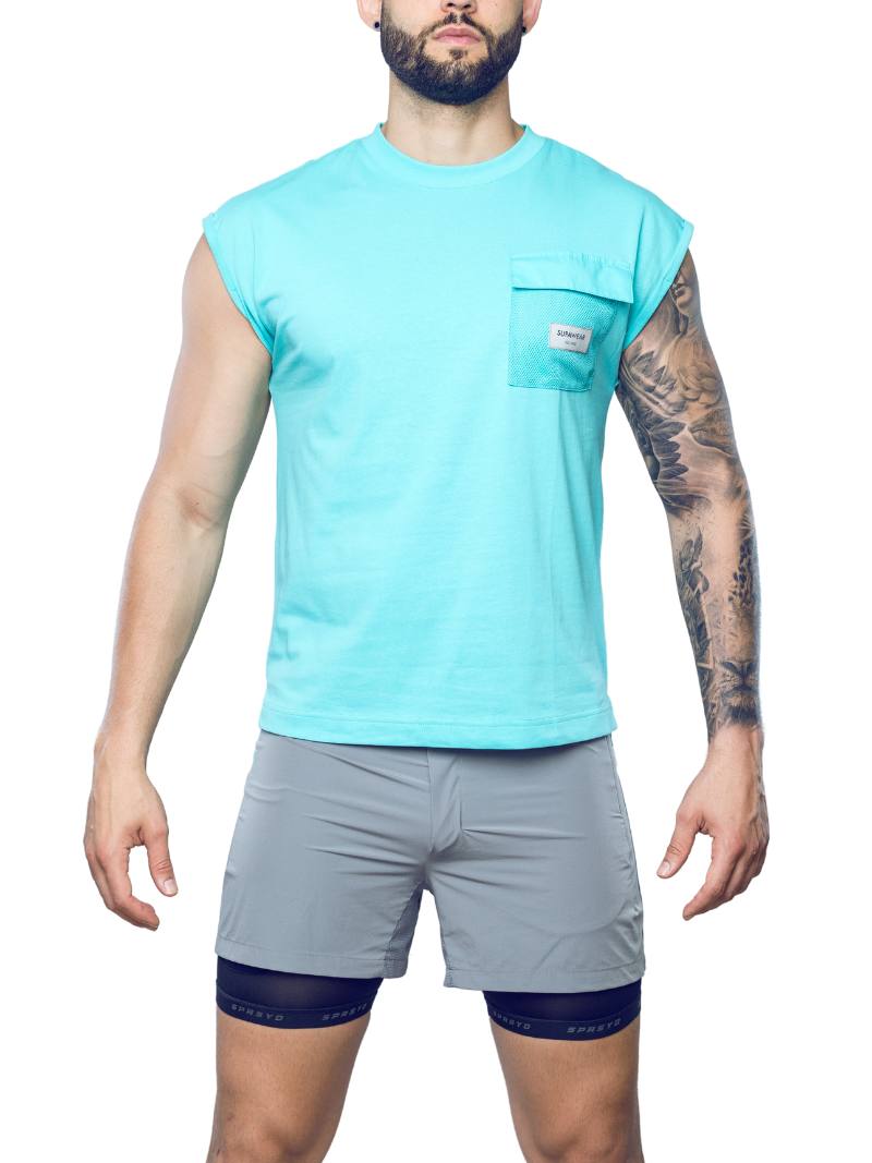 Men's Supawear Wide-Cut Tank, Turquoise