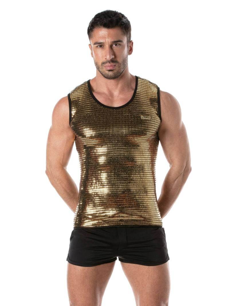 Mens TOF Paris Glitter Tank Top
