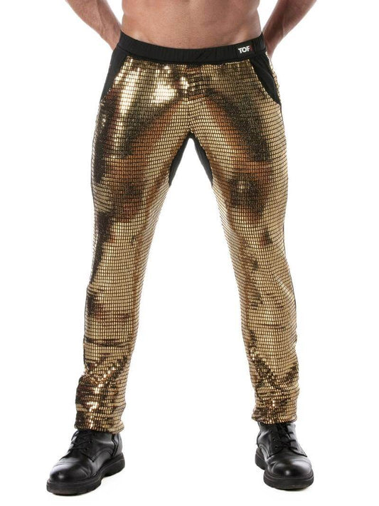 Mens TOF Paris Glitter Pants, Low Rise & Fitted, Pockets