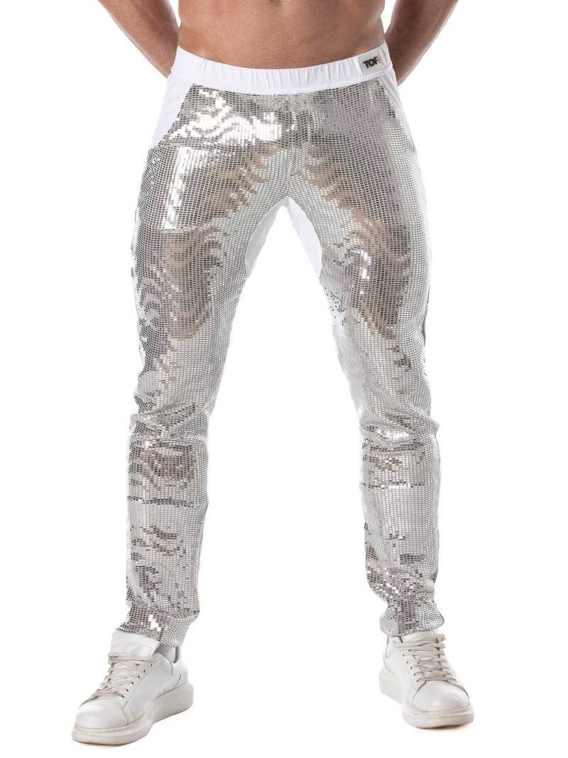 Mens TOF Paris Glitter Pants, Low Rise & Fitted, Pockets