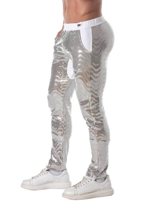Mens TOF Paris Glitter Pants, Low Rise & Fitted, Pockets