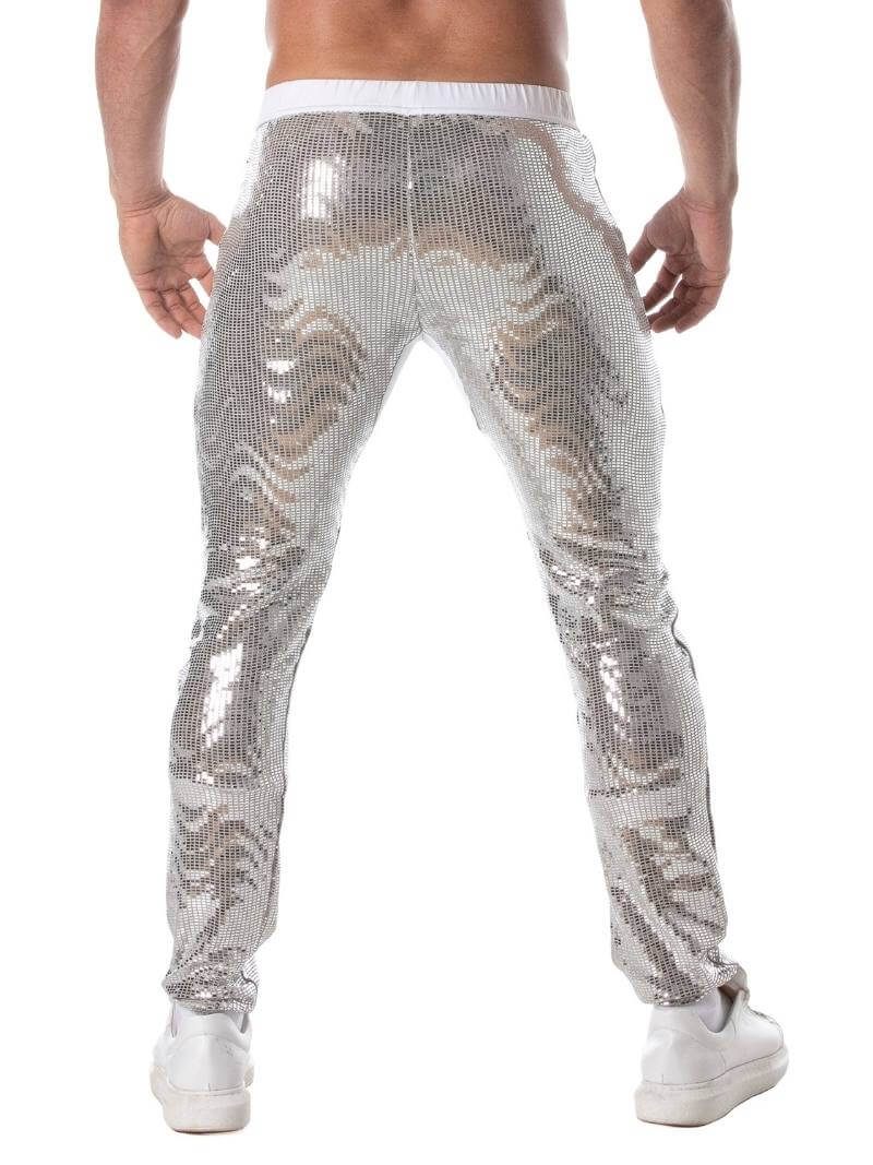 Mens TOF Paris Glitter Pants, Low Rise & Fitted, Pockets