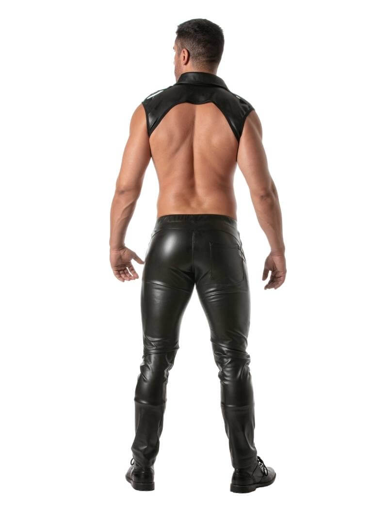 Mens TOF Paris Kinky Leather Look Cropped & Collared Shirt