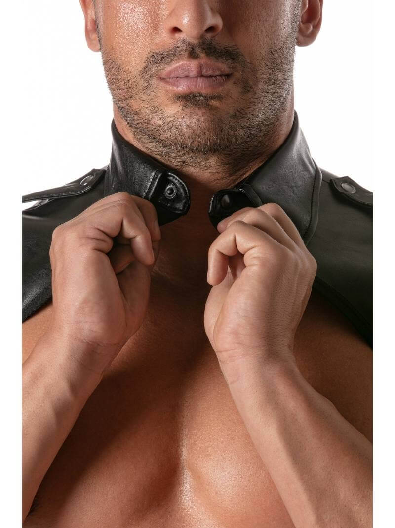 Mens TOF Paris Kinky Leather Look Cropped & Collared Shirt