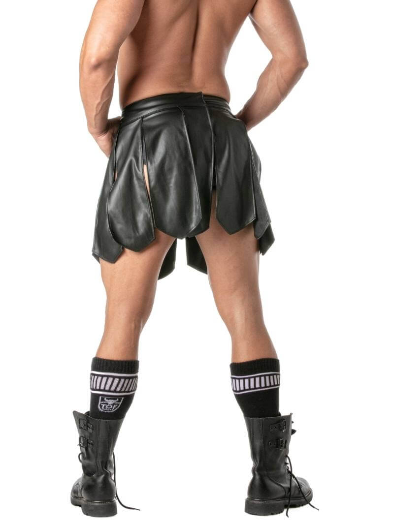 Mens TOF Paris Leather-Look Gladiator Skirt