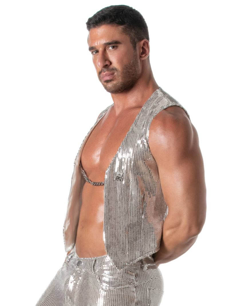 Mens TOF Paris Glitter Chain Vest