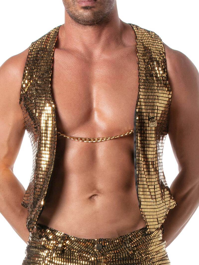 Mens TOF Paris Glitter Chain Vest