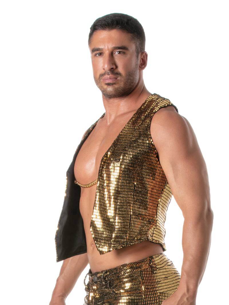 Mens TOF Paris Glitter Chain Vest