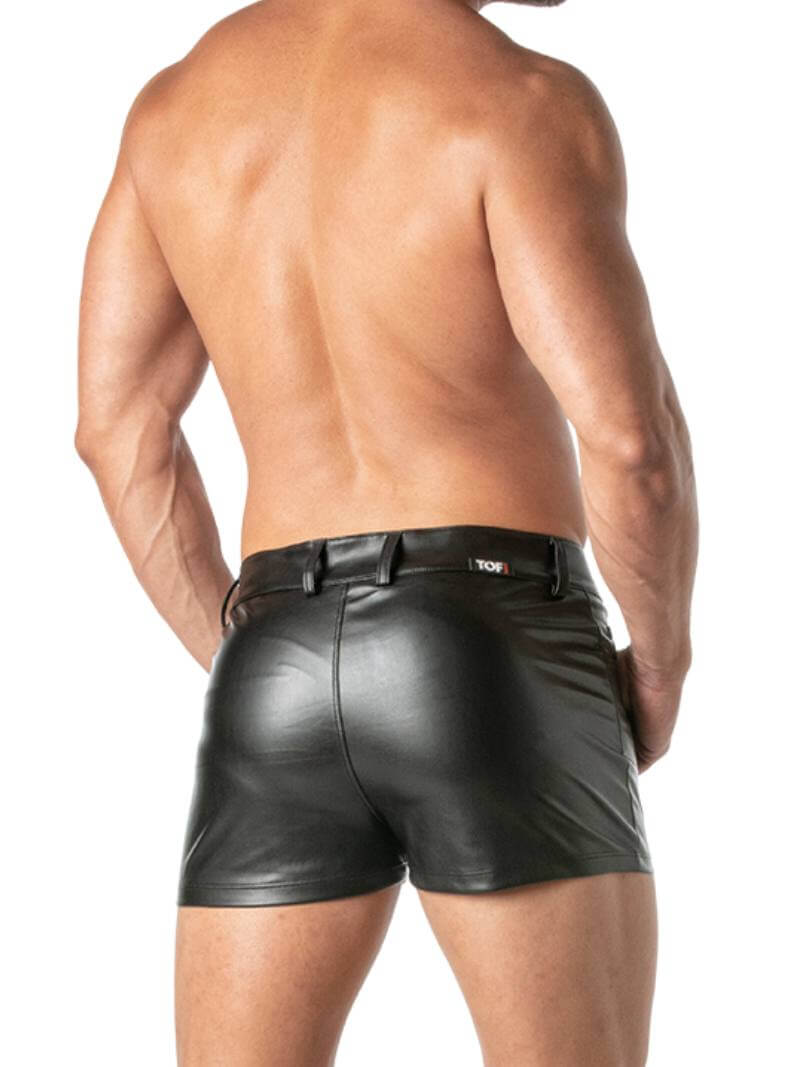 Mens TOF Paris Kinky Leather Look Mini Short