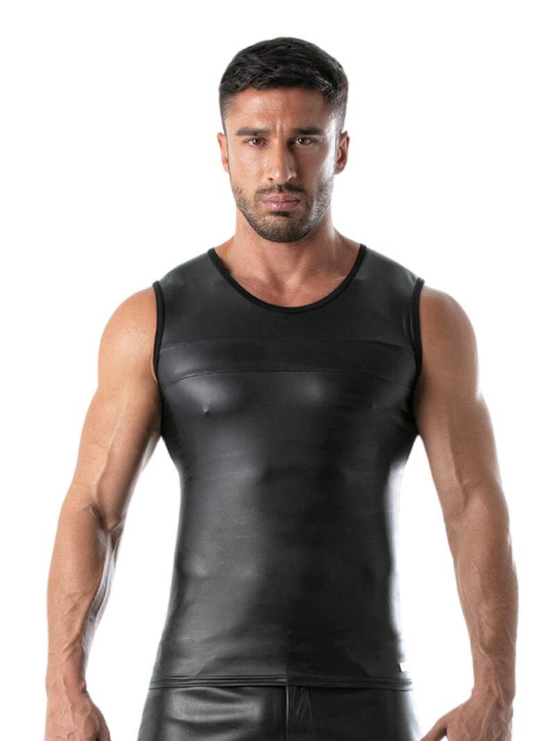Mens TOF Paris Kinky Tank Top: Leather-Look