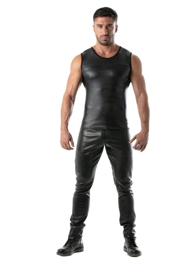 Mens TOF Paris Kinky Tank Top: Leather-Look