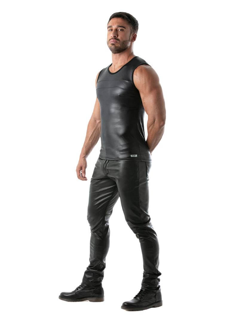 Mens TOF Paris Kinky Tank Top: Leather-Look