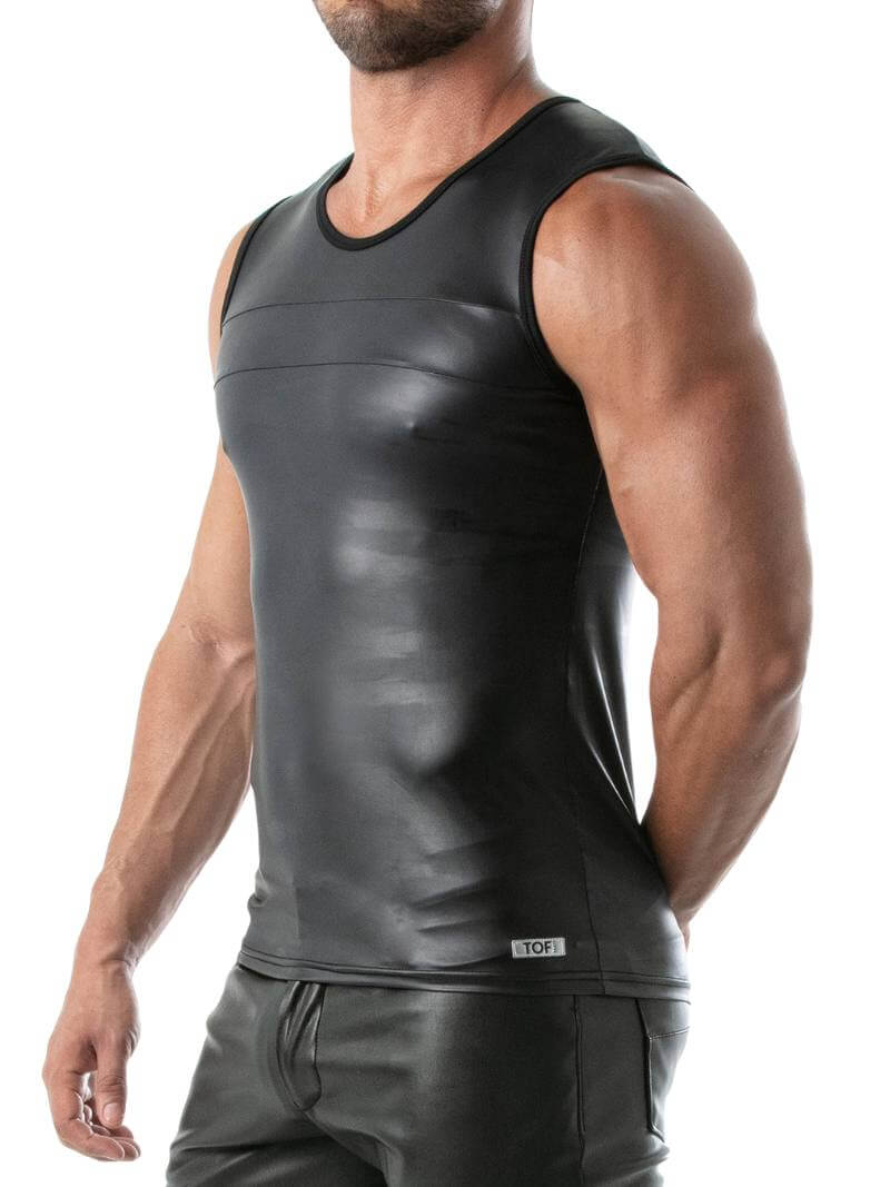 Mens TOF Paris Kinky Tank Top: Leather-Look
