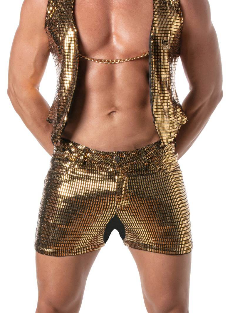 Mens TOF Paris 5 Pocket Mid-Thigh Glitter Short
