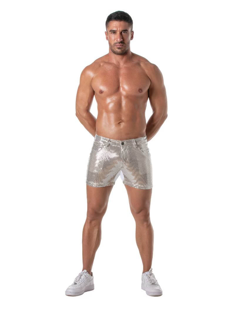 Mens TOF Paris 5 Pocket Mid-Thigh Glitter Short