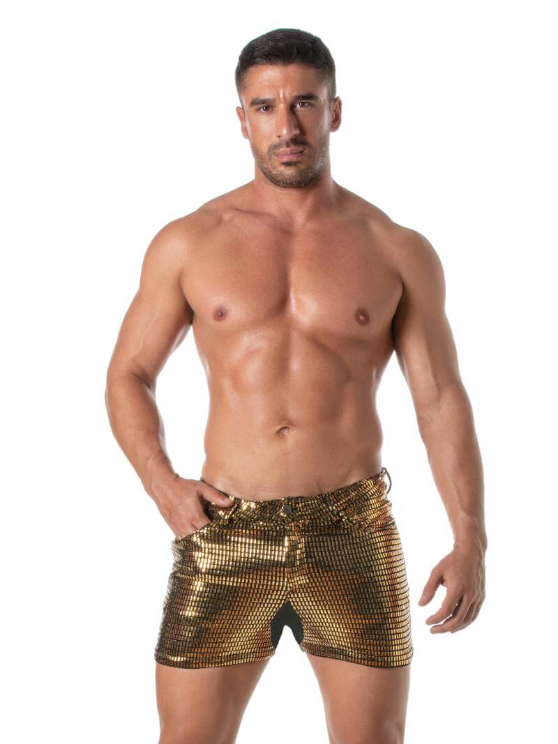 Mens TOF Paris 5 Pocket Mid-Thigh Glitter Short