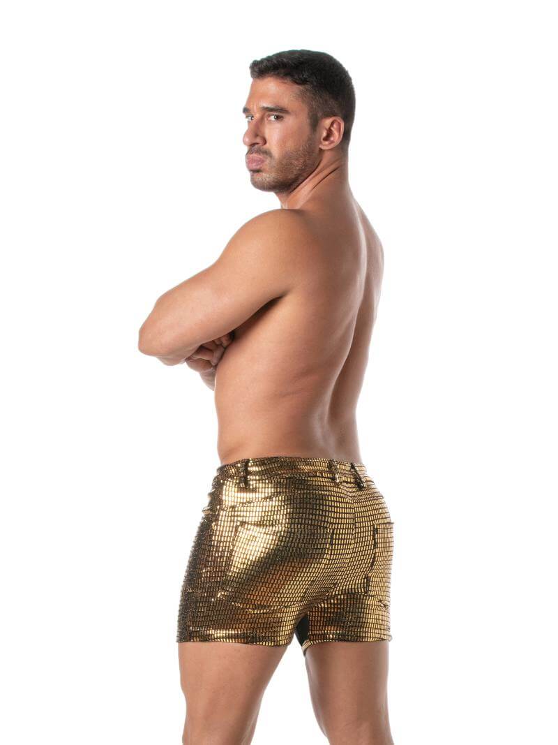 Mens TOF Paris 5 Pocket Mid-Thigh Glitter Short
