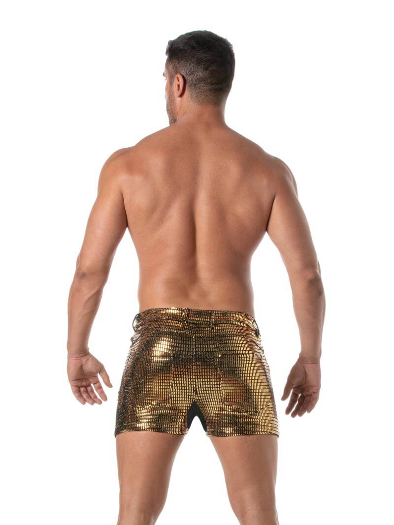 Mens TOF Paris 5 Pocket Mid-Thigh Glitter Short