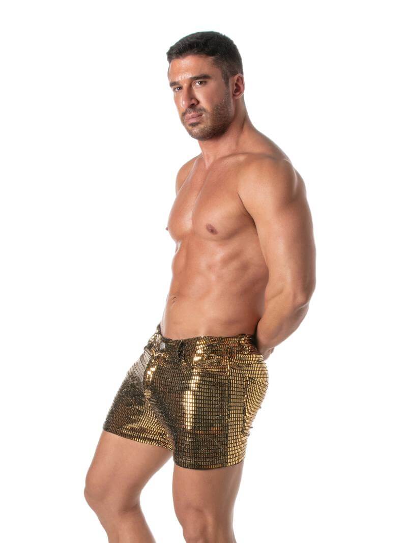 Mens TOF Paris 5 Pocket Mid-Thigh Glitter Short