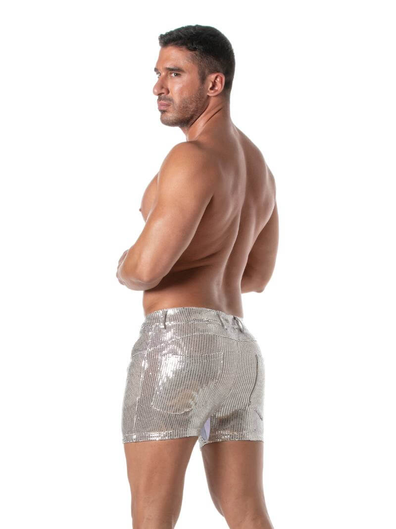 Mens TOF Paris 5 Pocket Mid-Thigh Glitter Short