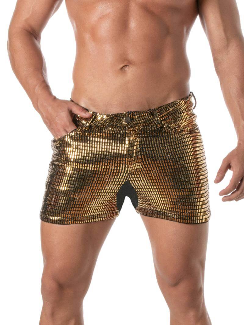 Mens TOF Paris 5 Pocket Mid-Thigh Glitter Short