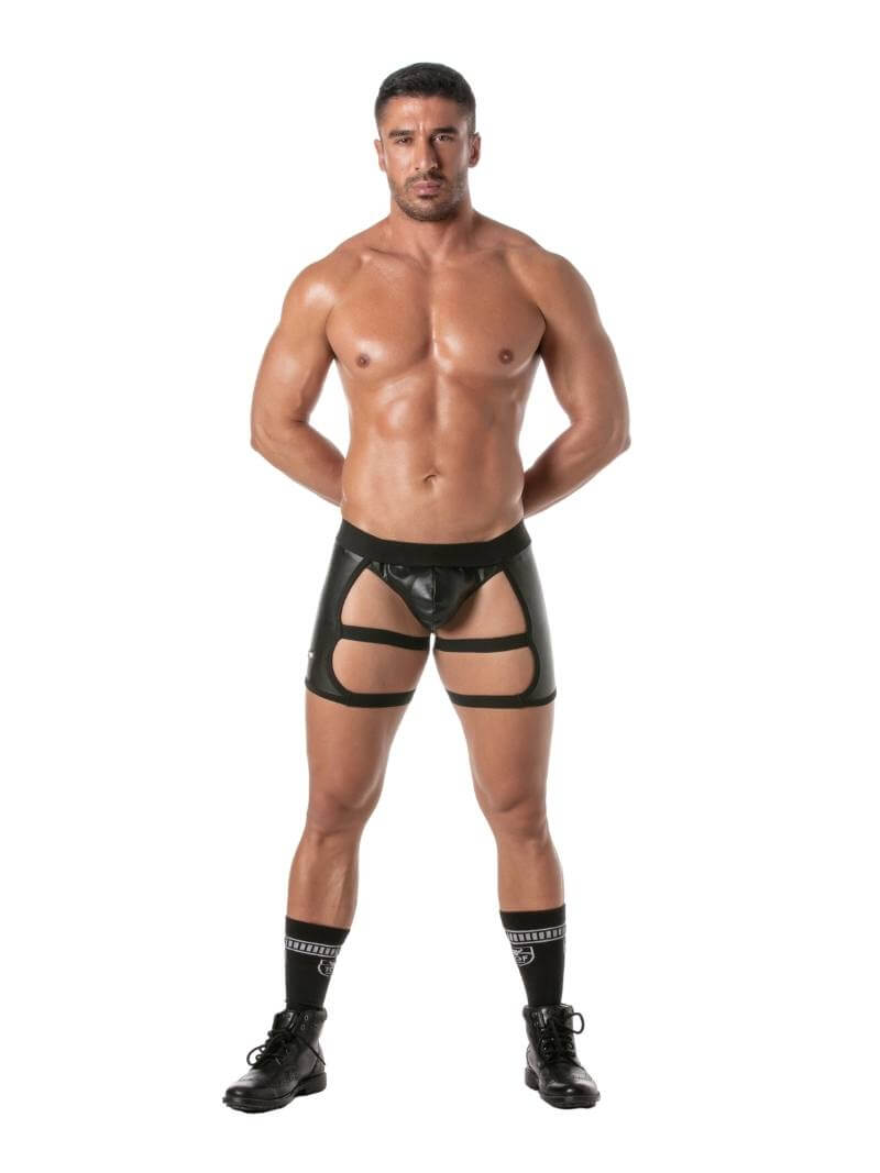 Mens TOF Paris Kinky Leather Look Shorty Chaps