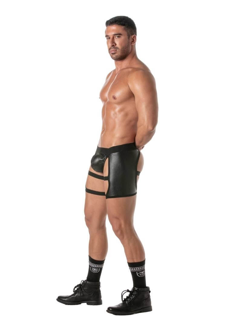 Mens TOF Paris Kinky Leather Look Shorty Chaps