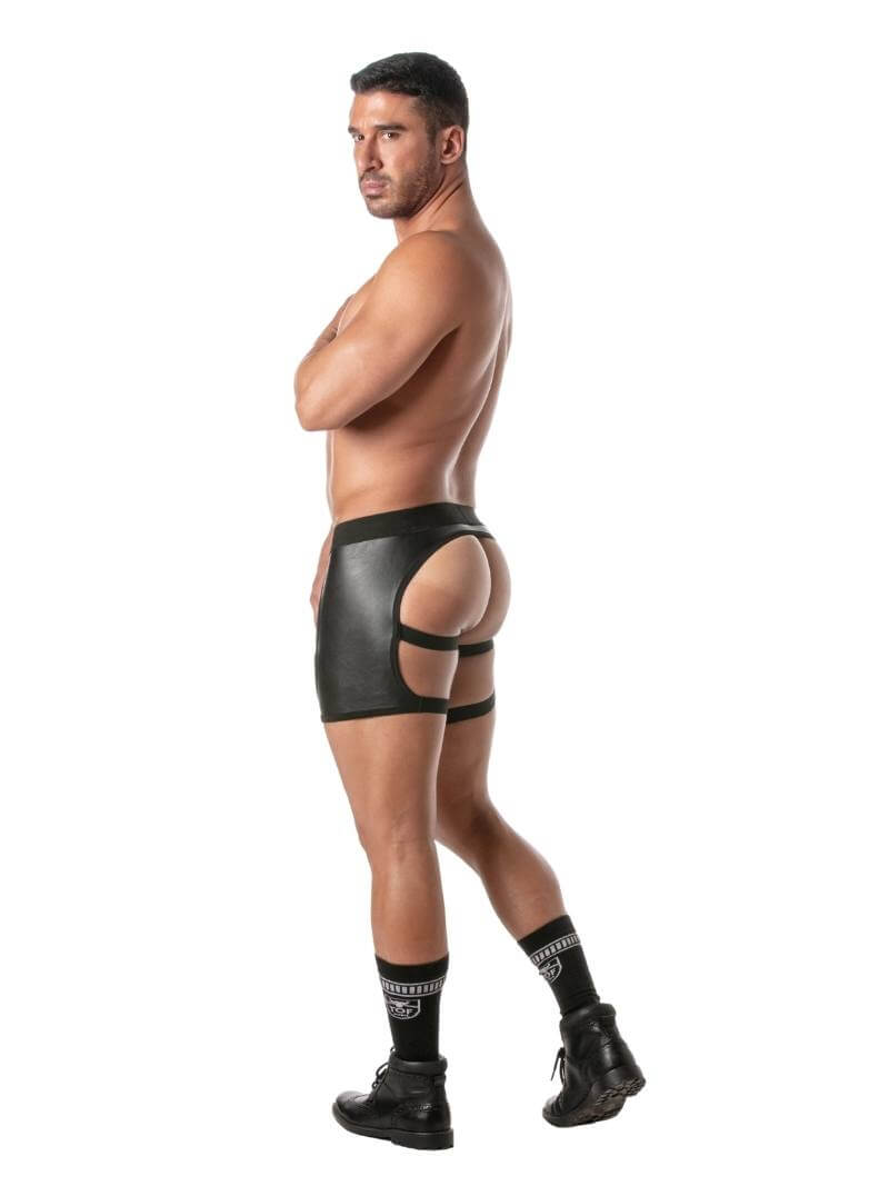 Mens TOF Paris Kinky Leather Look Shorty Chaps