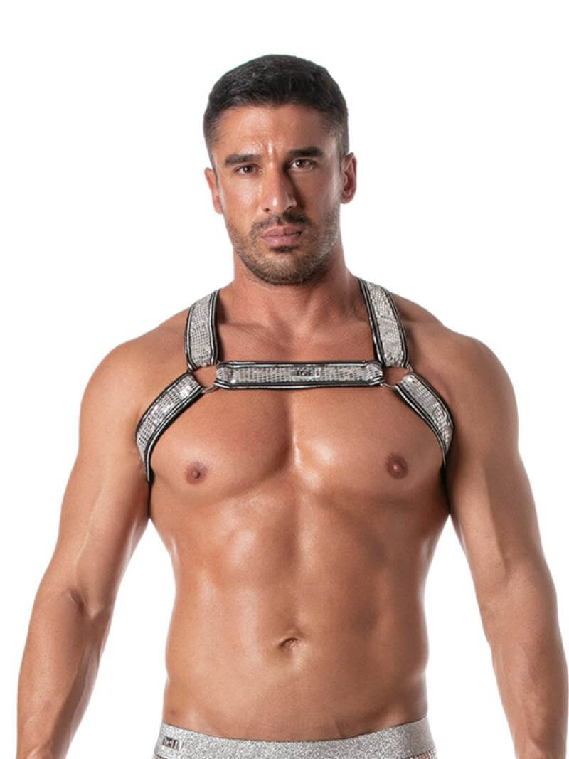 Mens TOF Paris Glitter Bulldog Chest Harness