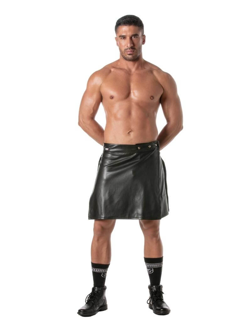 Mens TOF Paris Kinky Leather Look Zipped Skirt
