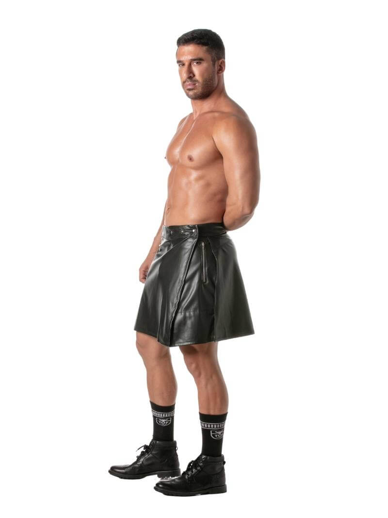 Mens TOF Paris Kinky Leather Look Zipped Skirt