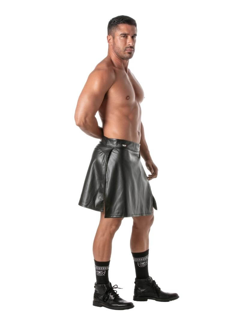 Mens TOF Paris Kinky Leather Look Zipped Skirt