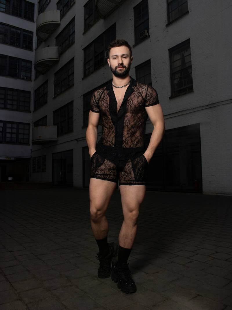 Timoteo Positano Black Floral Lace Buttoned Shirt