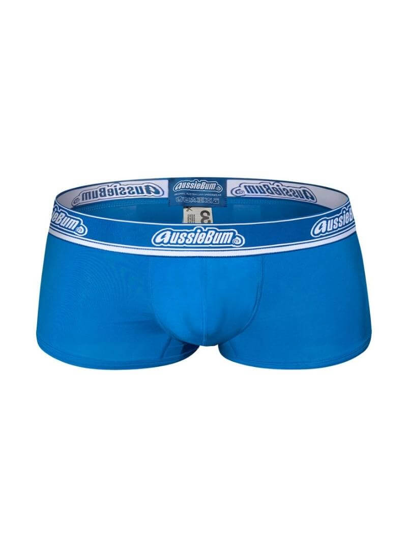 Black aussieBum WonderJock 2.0 trunk with branded waistband, featuring pouch lifting and enhancement technology.