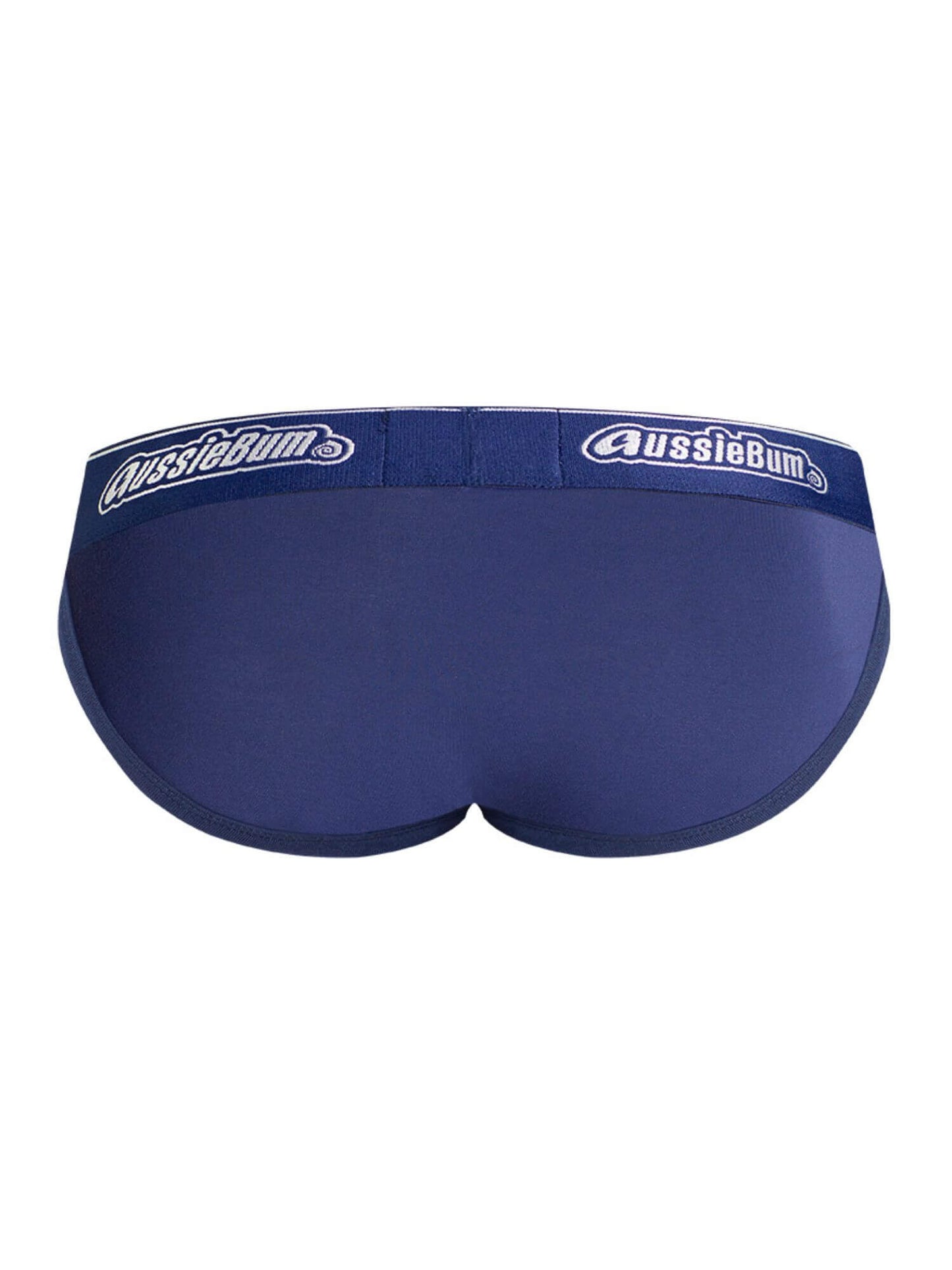 Navy blue men's underwear with 'AussieBum' branding on a white background
