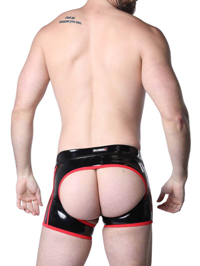 Mens CellBlock13 Iron Grip Latex-Look Backless Chaps Trunk