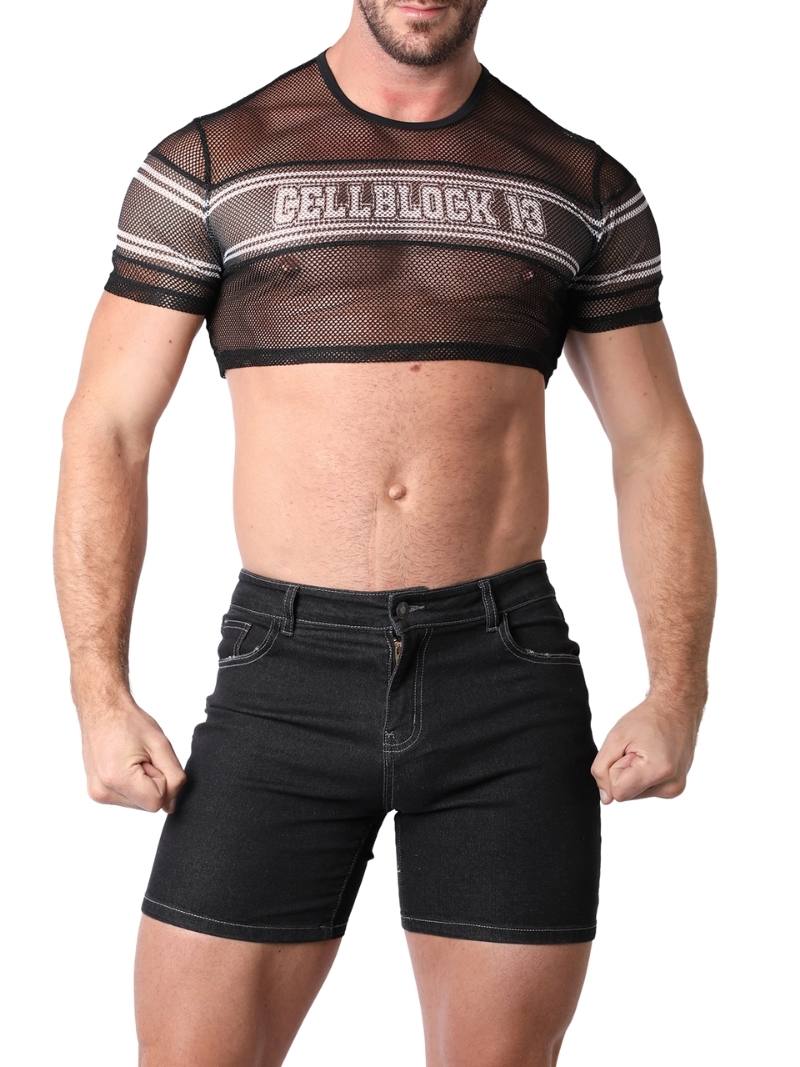 Mens CellBlock13 Challenger Cropped T-Shirt: Breathable Mesh