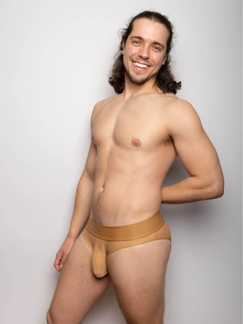 SUKREW men's silky smooth beige thong underwear