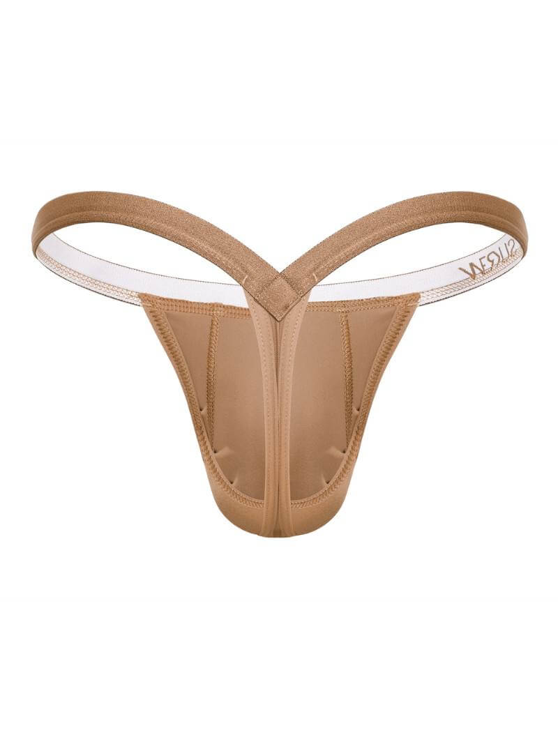 Beige thong on a white background