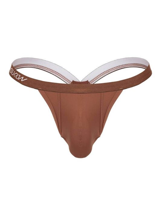 Brown SUKREW men's underwear with white waistband on a white background