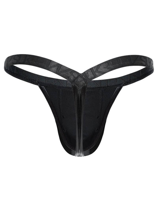 sukrew wet look men's black bubble thong undwewear