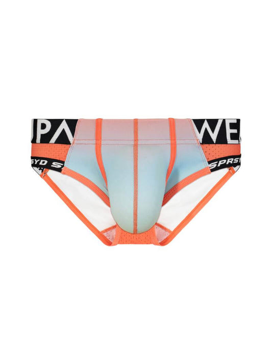 Colorful men's underwear with brand logo on a white background