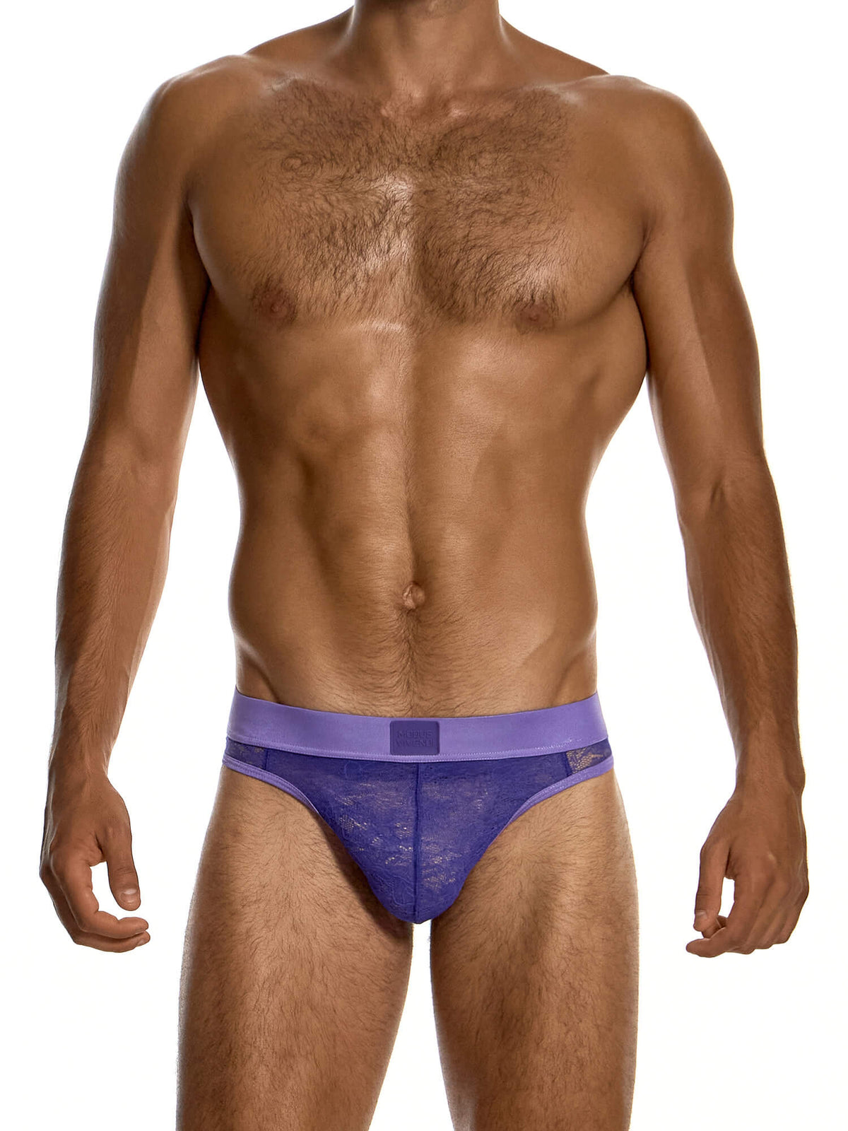 Modus Vivendi Lingerie Lace Thong in purple, product photograph