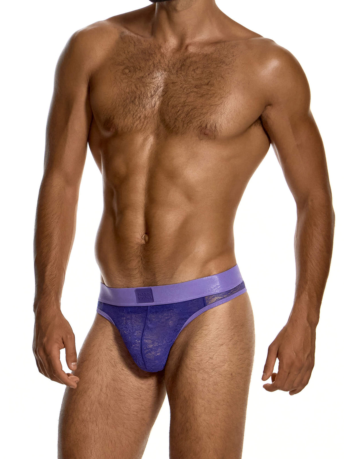 Modus Vivendi Lingerie Lace Thong in purple, product photograph