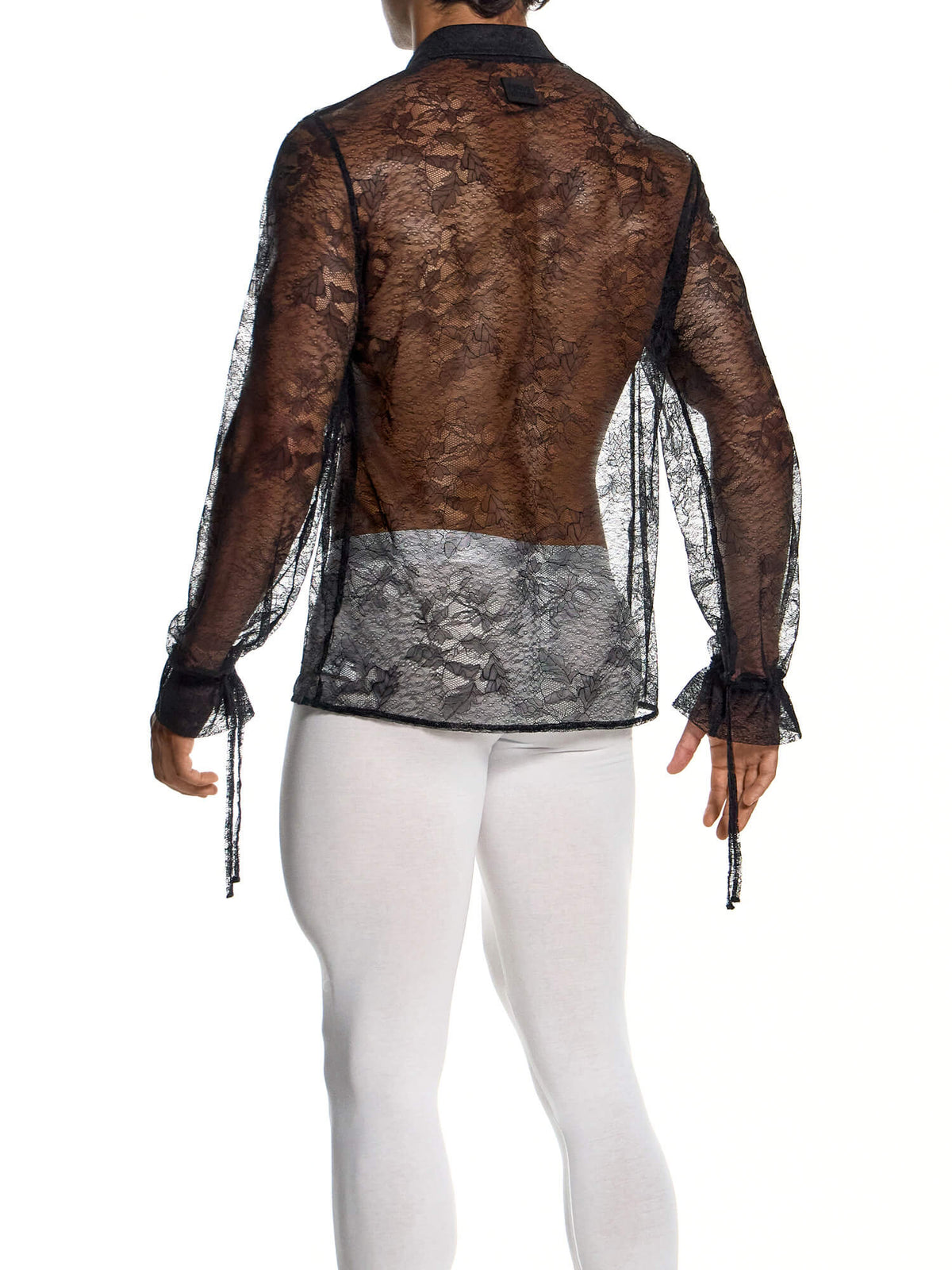 Modus Vivendi Lingerie Lace Long-Sleeve Shirt in black, product photograph