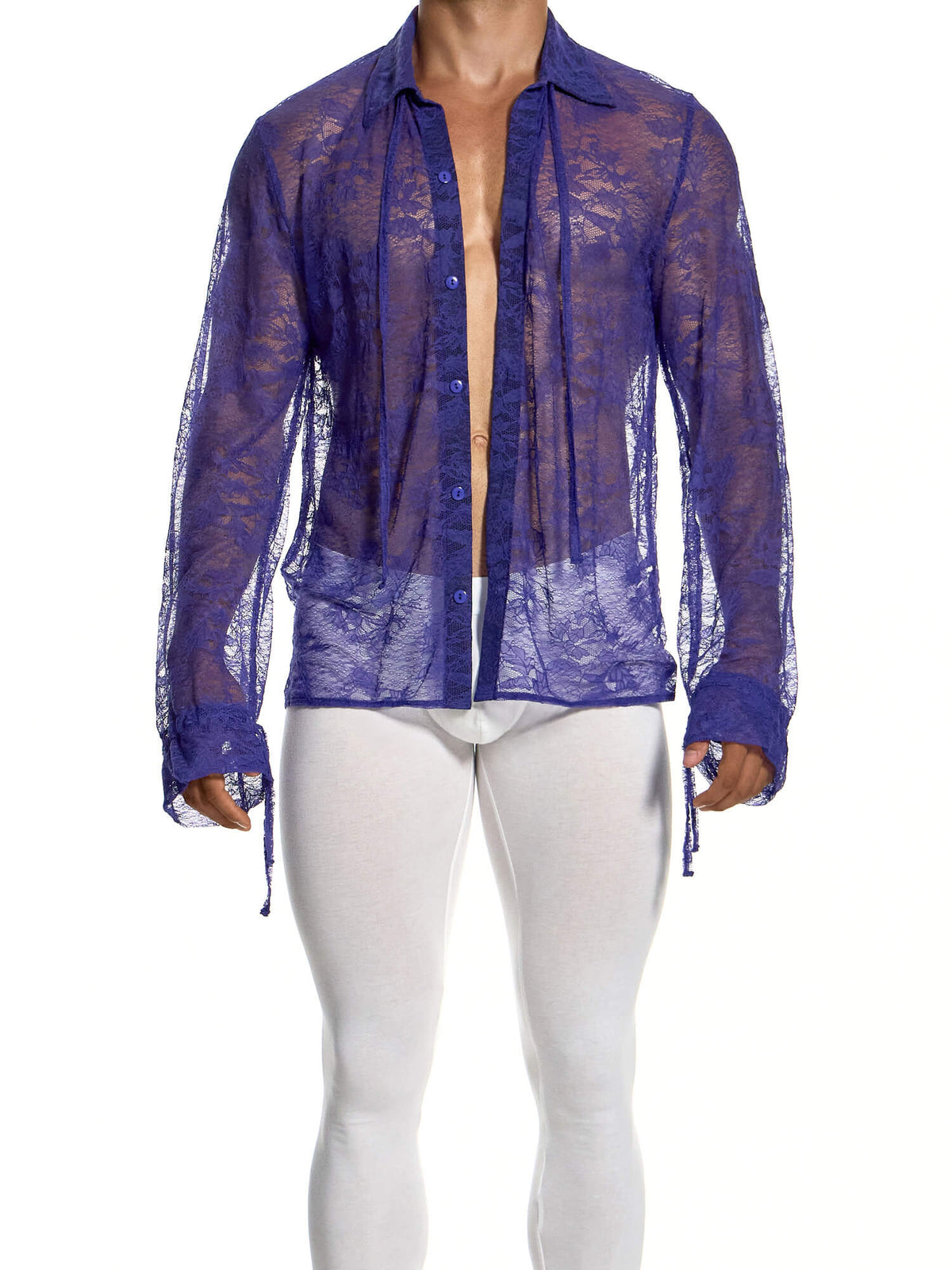 Modus Vivendi Lingerie Lace Long-Sleeve Shirt in purple, product photograph