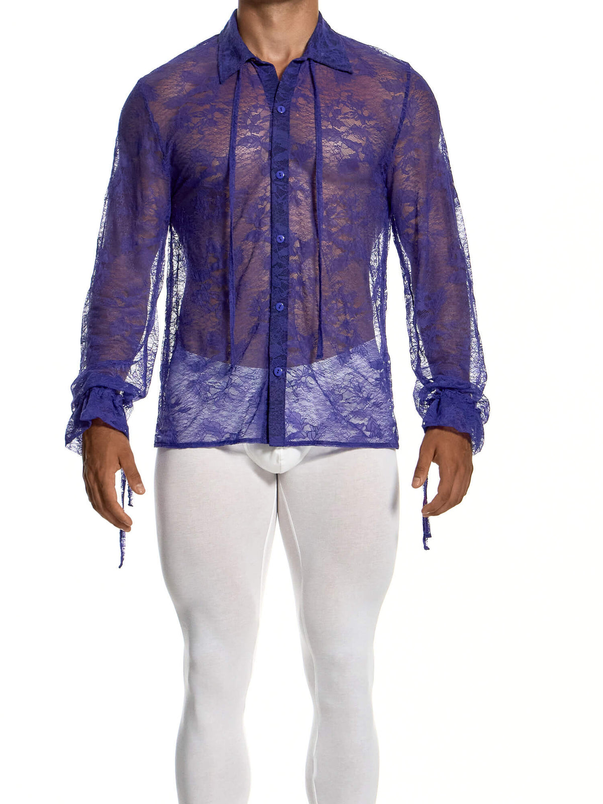 Modus Vivendi Lingerie Lace Long-Sleeve Shirt in purple, product photograph