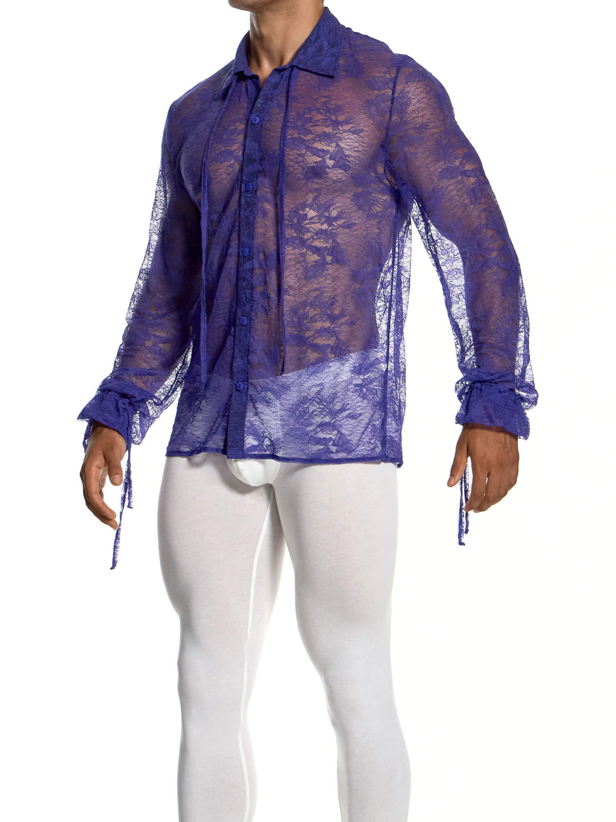Modus Vivendi Lingerie Lace Long-Sleeve Shirt in purple, product photograph
